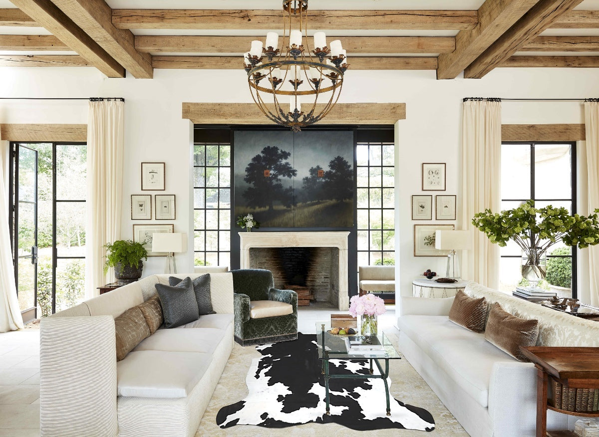Black and White X-Large Brazilian Cowhide Rug 7'0"H x 6'4"W #A40980 by Hudson Hides