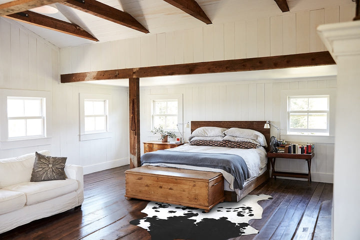 Black and White X-Large Brazilian Cowhide Rug 7'0"H x 6'11"W #A40981 by Hudson Hides