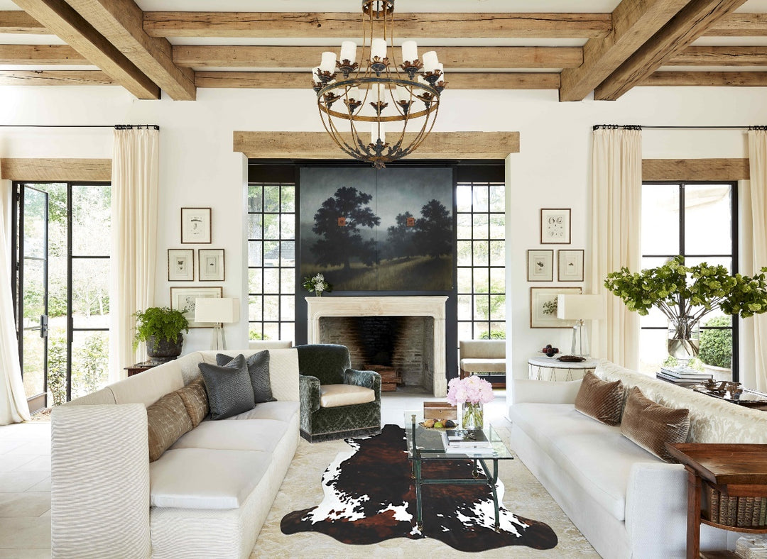 Tricolor X-Large European Cowhide Rug 6'10"H x 6'11"W #A40983 by Hudso