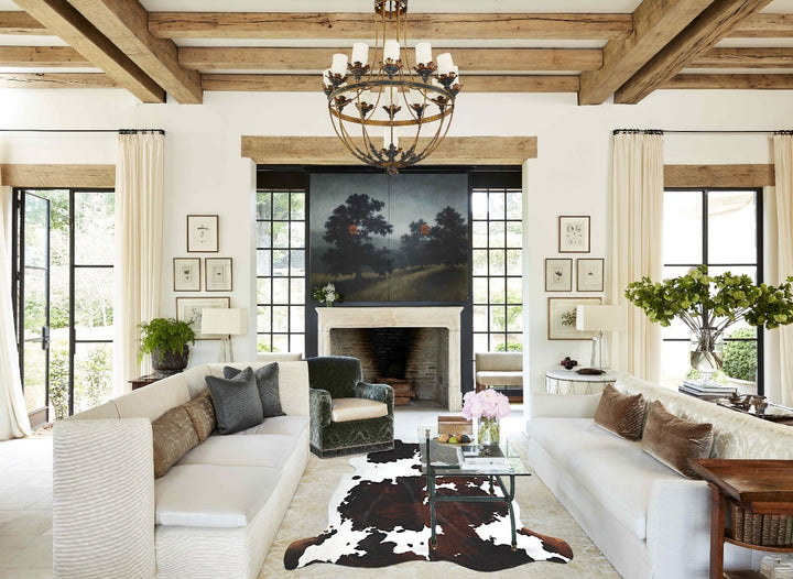 Tricolor X-Large European Cowhide Rug 7'0"H x 6'10"W #A40984 by Hudson Hides