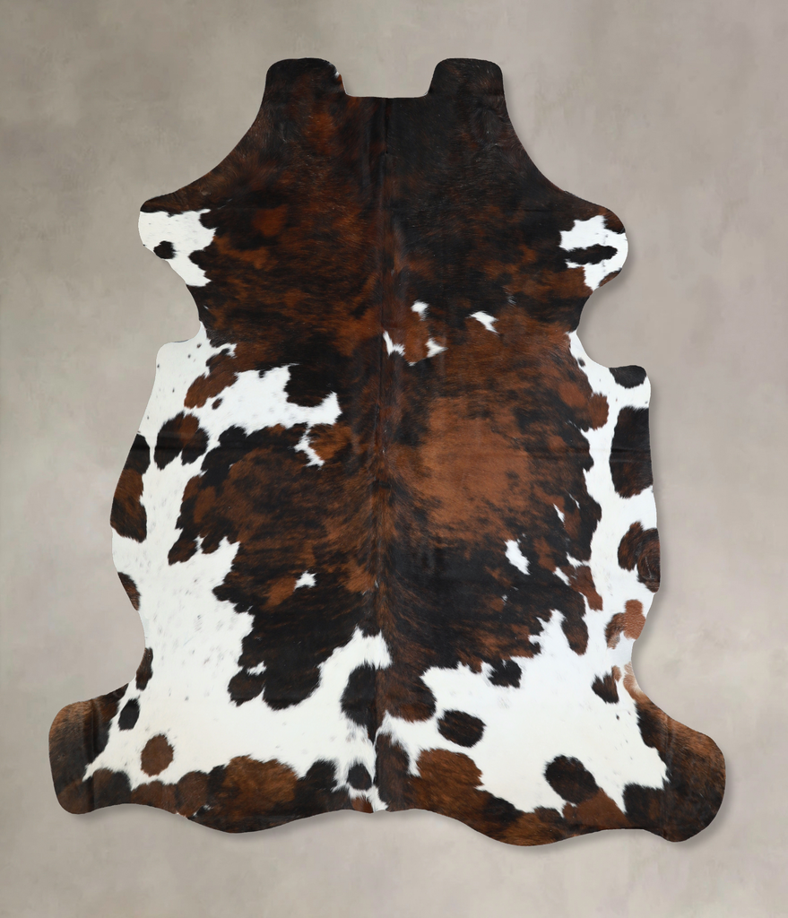 Tricolor X-Large European Cowhide Rug 7'2"H x 6'3"W #A40985 by Hudson Hides
