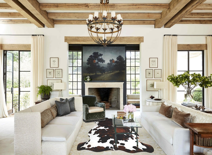 Tricolor X-Large European Cowhide Rug 7'2"H x 6'3"W #A40985 by Hudson Hides