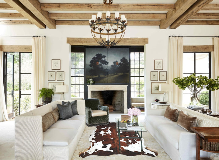 Tricolor X-Large European Cowhide Rug 7'0"H x 6'4"W #A40986 by Hudson Hides