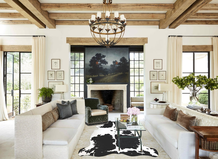 Black and White X-Large Brazilian Cowhide Rug 7'1"H x 6'5"W #A40993 by Hudson Hides