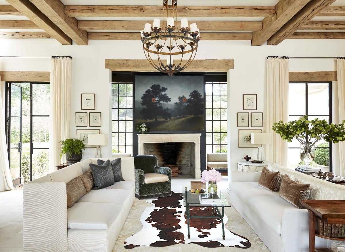 Tricolor X-Large European Cowhide Rug 7'4"H x 5'11"W #A41000 by Hudson Hides