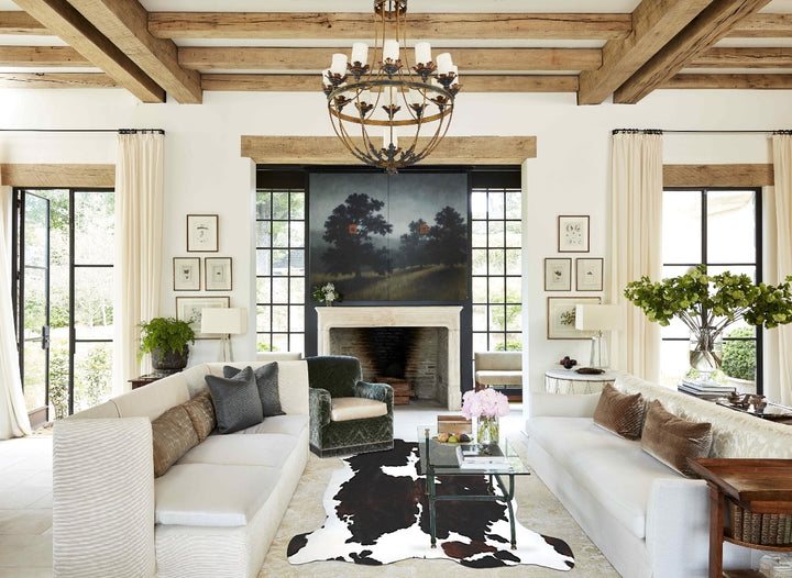 Tricolor X-Large European Cowhide Rug 6'8"H x 6'5"W #A41020 by Hudson Hides
