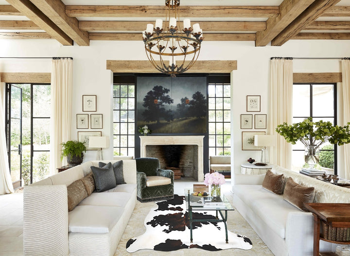 Tricolor X-Large European Cowhide Rug 6'9"H x 6'5"W #A41021 by Hudson Hides