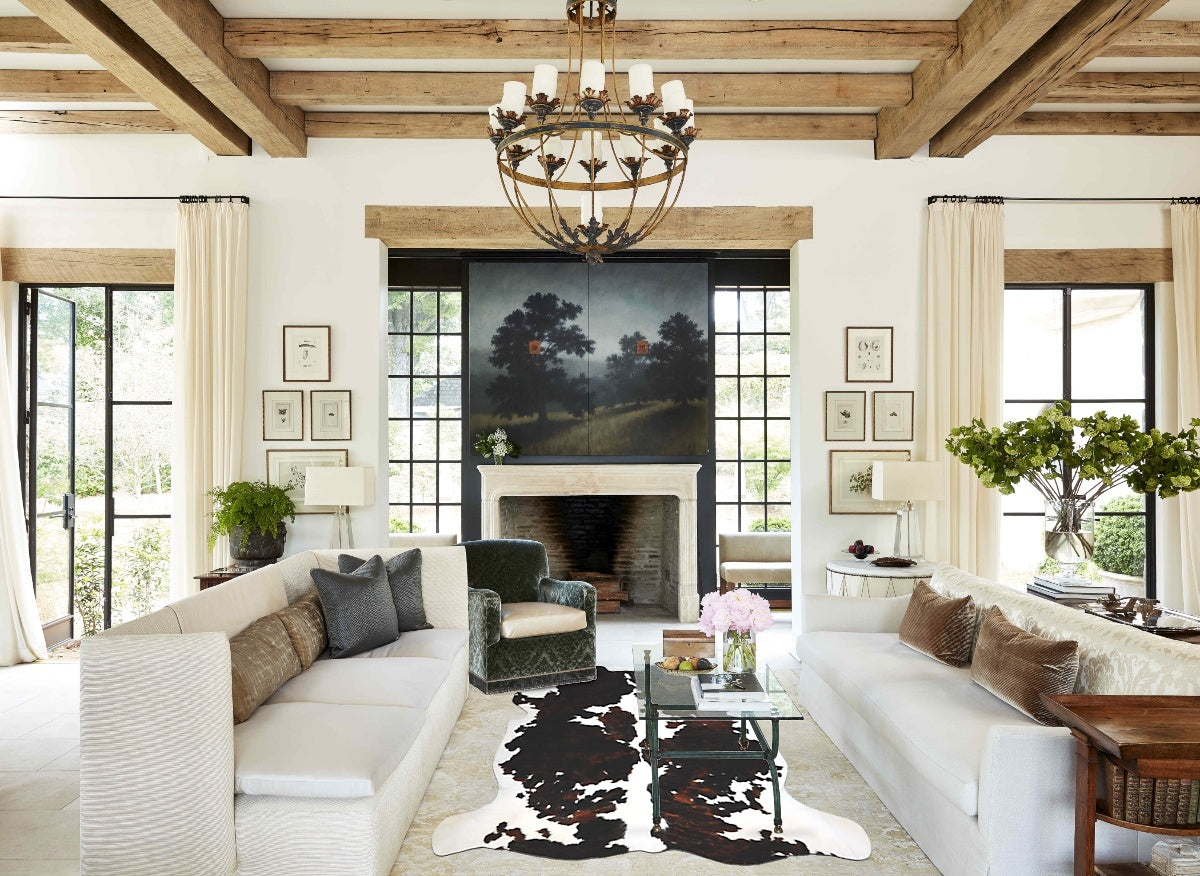 Tricolor X-Large European Cowhide Rug 6'10"H x 6'7"W #A41034 by Hudson Hides