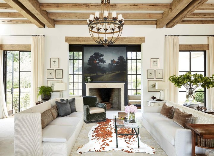 Tricolor X-Large European Cowhide Rug 6'11"H x 6'10"W #A41035 by Hudson Hides