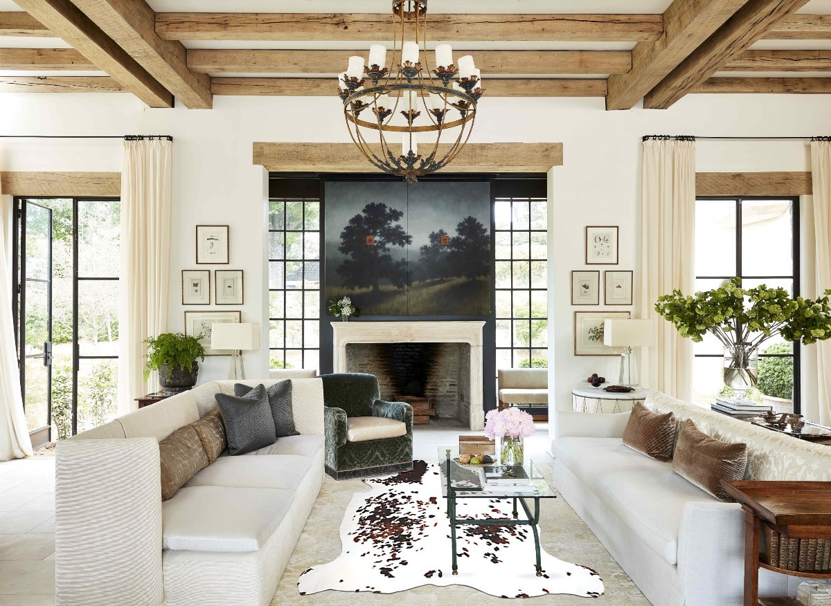Tricolor X-Large European Cowhide Rug 6'9"H x 6'8"W #A41036 by Hudson Hides