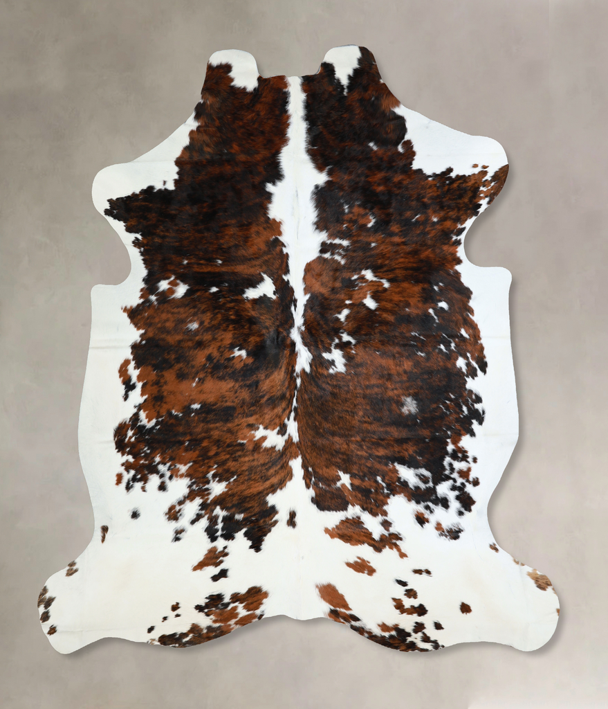 Tricolor X-Large European Cowhide Rug 7'3"H x 6'9"W #A41070 by Hudson Hides