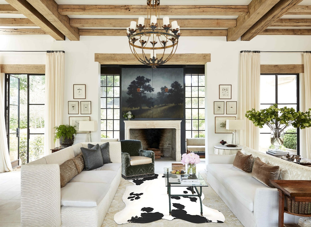 Black and White X-Large Brazilian Cowhide Rug 7'1"H x 5'11"W #A41092 b