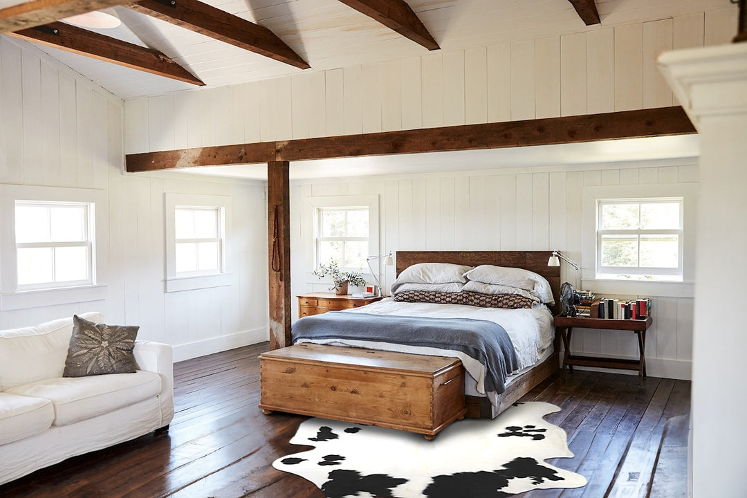 Black and White X-Large Brazilian Cowhide Rug 7'1"H x 5'11"W #A41092 b