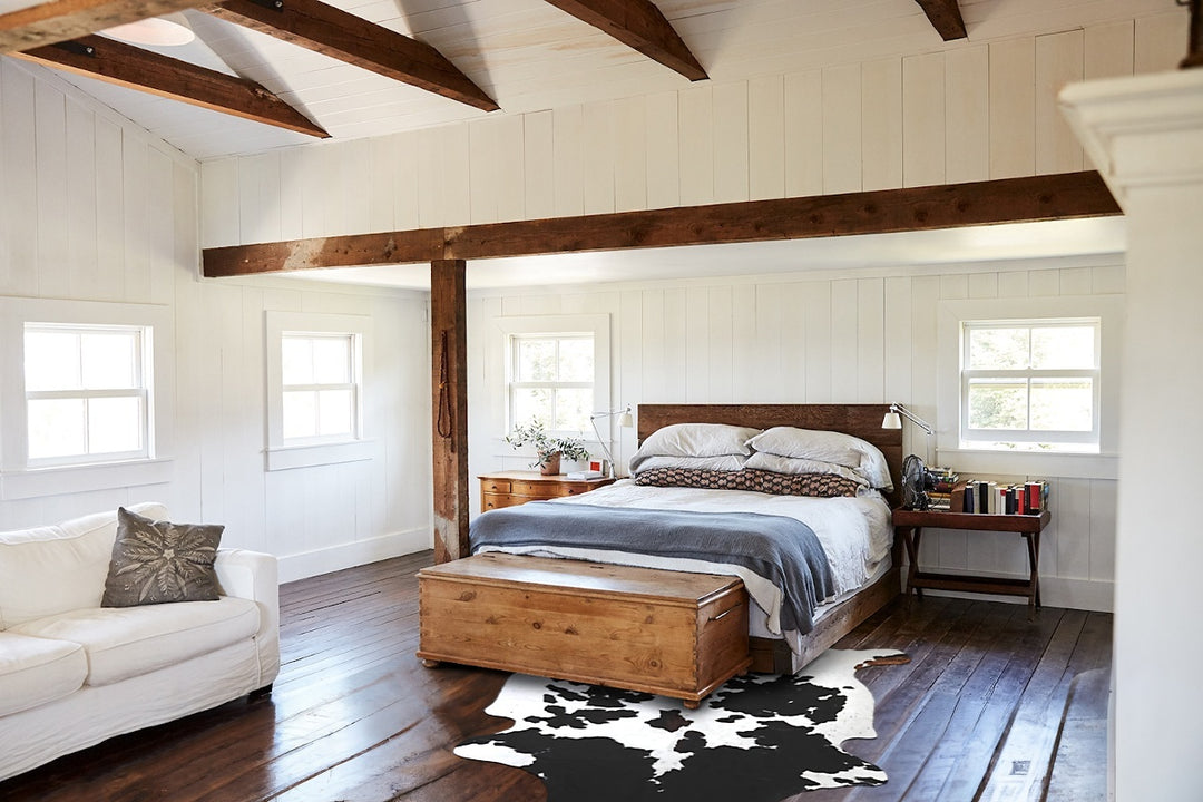 Black and White X-Large Brazilian Cowhide Rug 7'3"H x 6'10"W #A41095 b