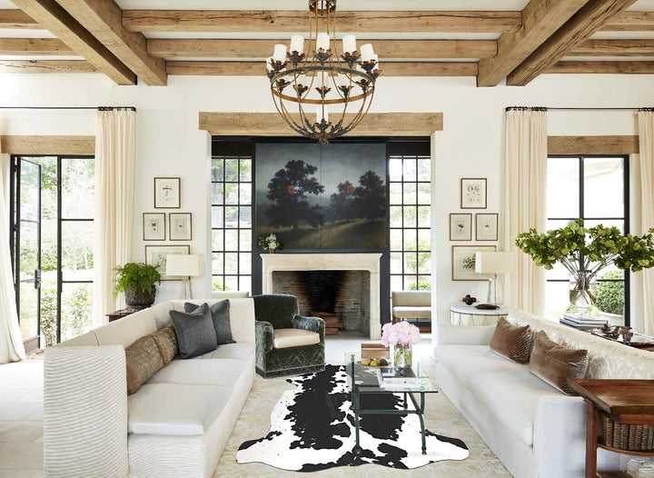 Black and White X-Large Brazilian Cowhide Rug 7'1"H x 6'8"W #A41126 by Hudson Hides