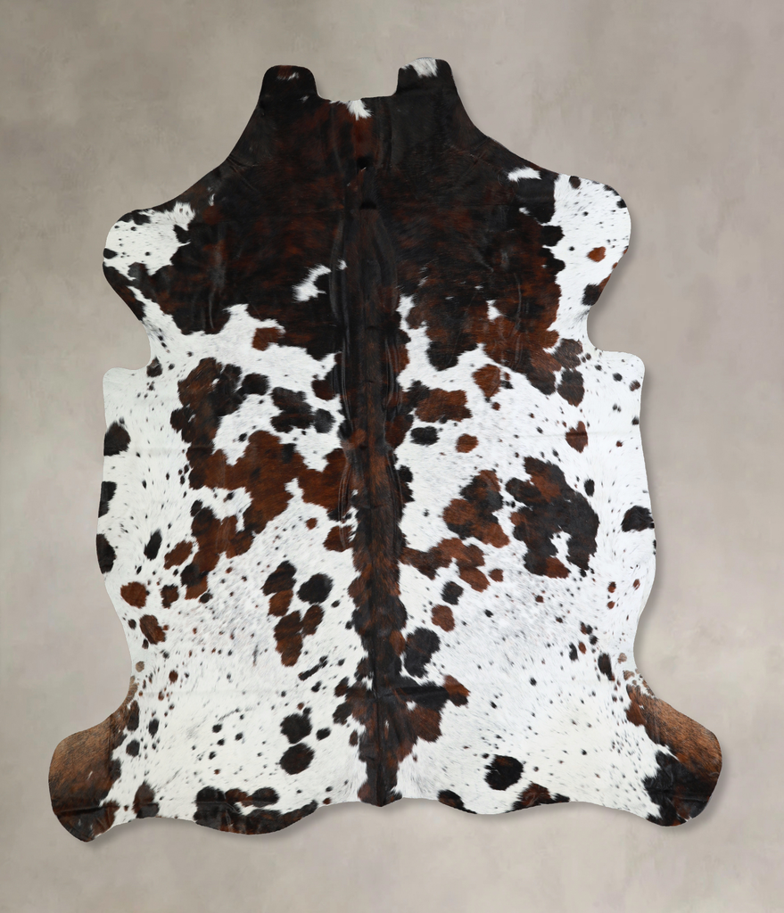 Tricolor X-Large European Cowhide Rug 7'3"H x 6'10"W #A41129 by Hudson Hides