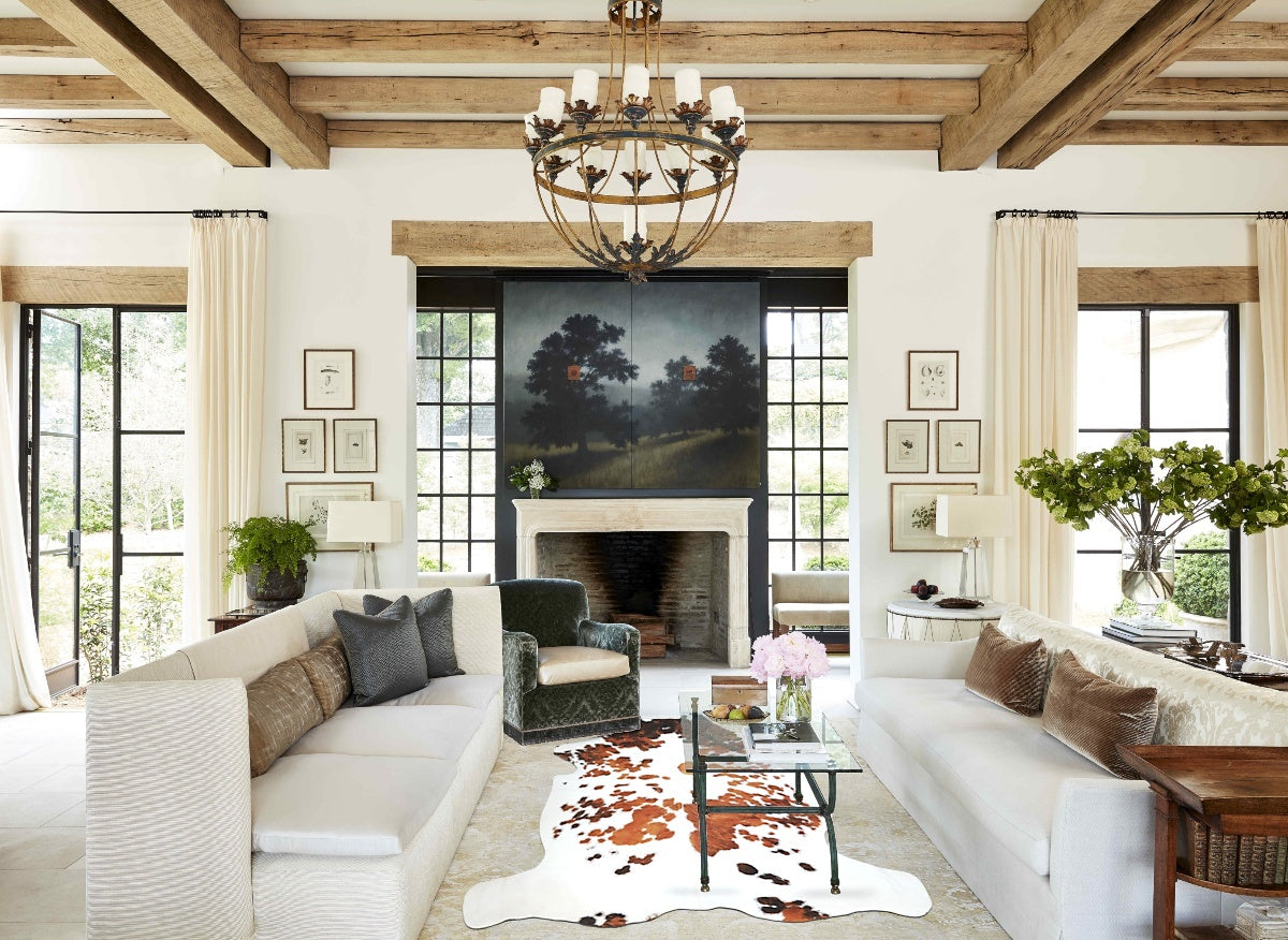 Tricolor X-Large European Cowhide Rug 7'1"H x 6'4"W #A41130 by Hudson Hides