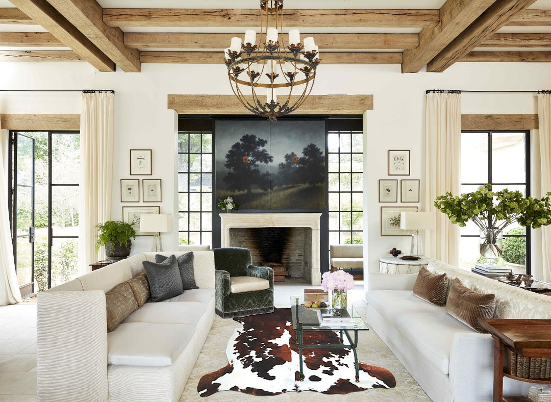 Tricolor X-Large European Cowhide Rug 7'0"H x 6'10"W #A41133 by Hudson