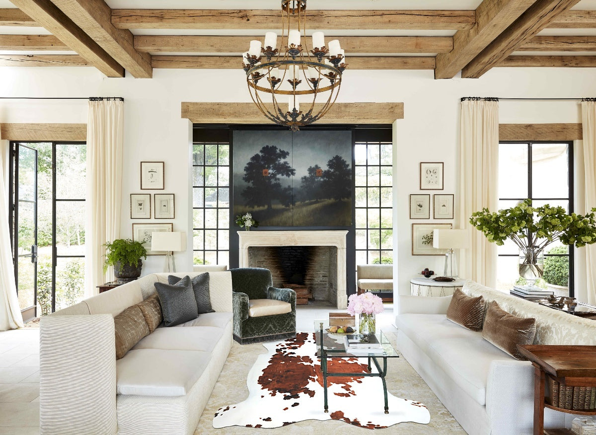 Tricolor X-Large European Cowhide Rug 6'6"H x 6'10"W #A41140 by Hudson Hides