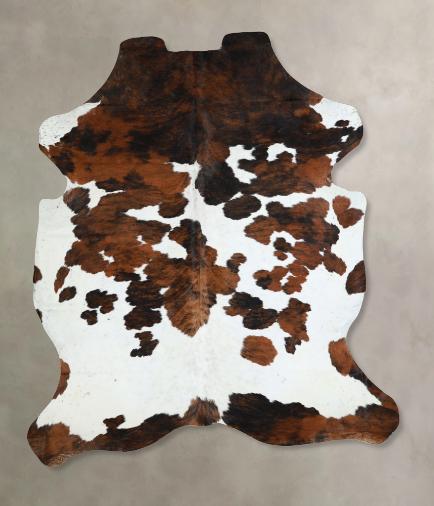 Tricolor X-Large European Cowhide Rug 7'2"H x 5'11"W #A41142 by Hudson Hides