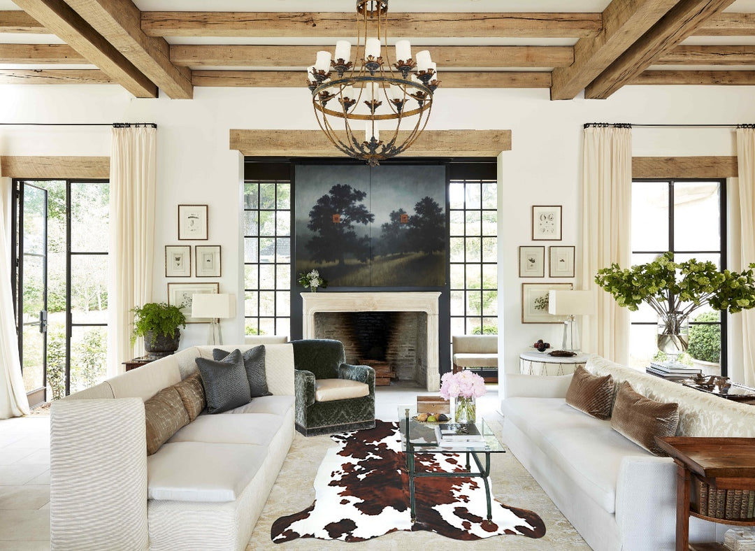 Tricolor X-Large European Cowhide Rug 6'6"H x 6'7"W #A41143 by Hudson 