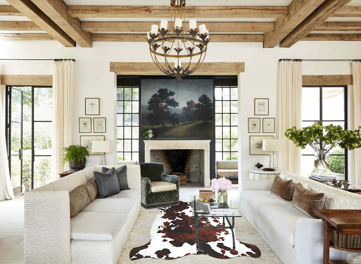 Tricolor X-Large European Cowhide Rug 6'6"H x 6'7"W #A41143 by Hudson Hides