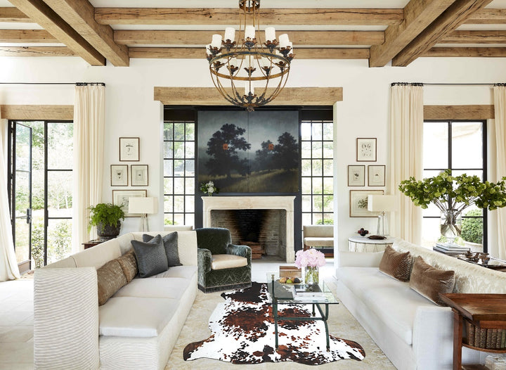 Tricolor X-Large European Cowhide Rug 6'10"H x 6'7"W #A41144 by Hudson Hides