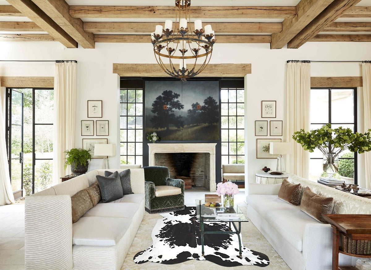 Black and White X-Large Brazilian Cowhide Rug 7'3"H x 6'8"W #A41145 by Hudson Hides