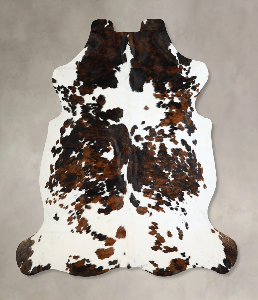 Tricolor X-Large European Cowhide Rug 6'11"H x 6'9"W #A41147 by Hudson Hides