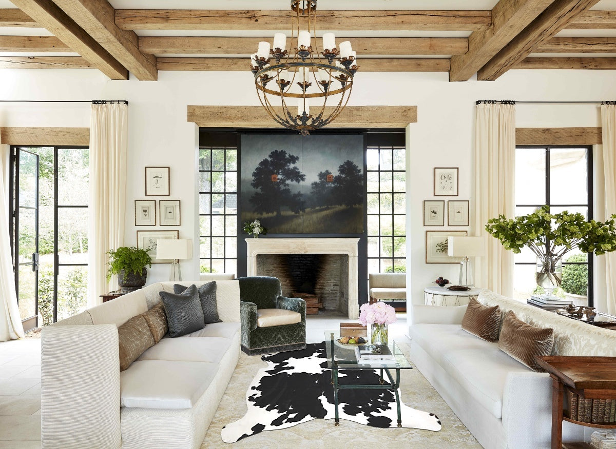 Black and White X-Large Brazilian Cowhide Rug 6'5"H x 6'4"W #A41150 by Hudson Hides