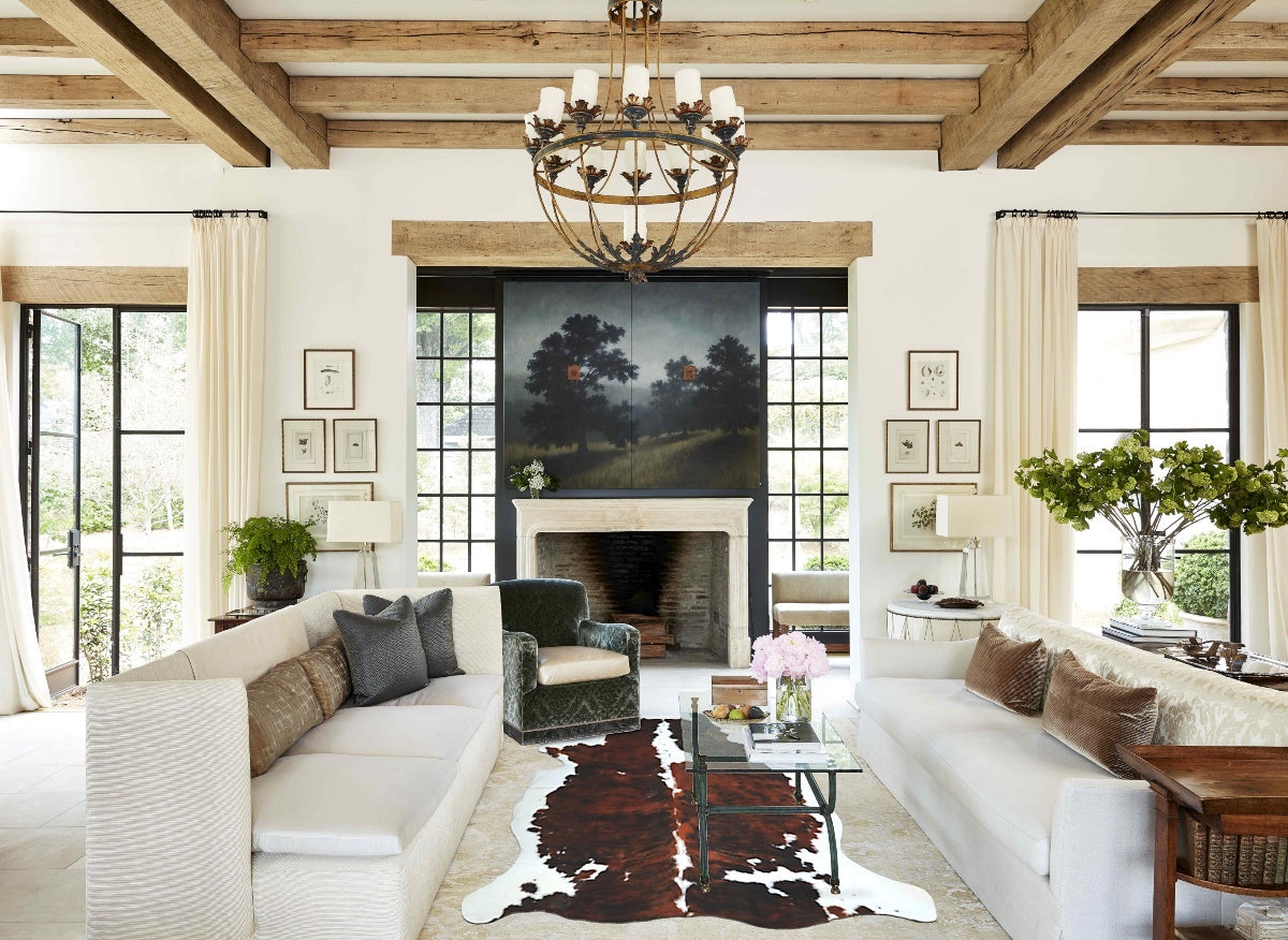 Tricolor X-Large European Cowhide Rug 7'2"H x 6'5"W #A41160 by Hudson Hides