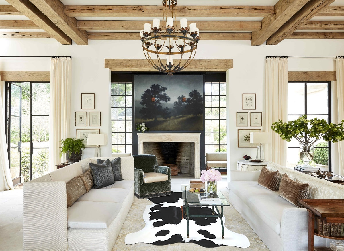 Black and White X-Large Brazilian Cowhide Rug 6'9"H x 6'1"W #A41174 by Hudson Hides
