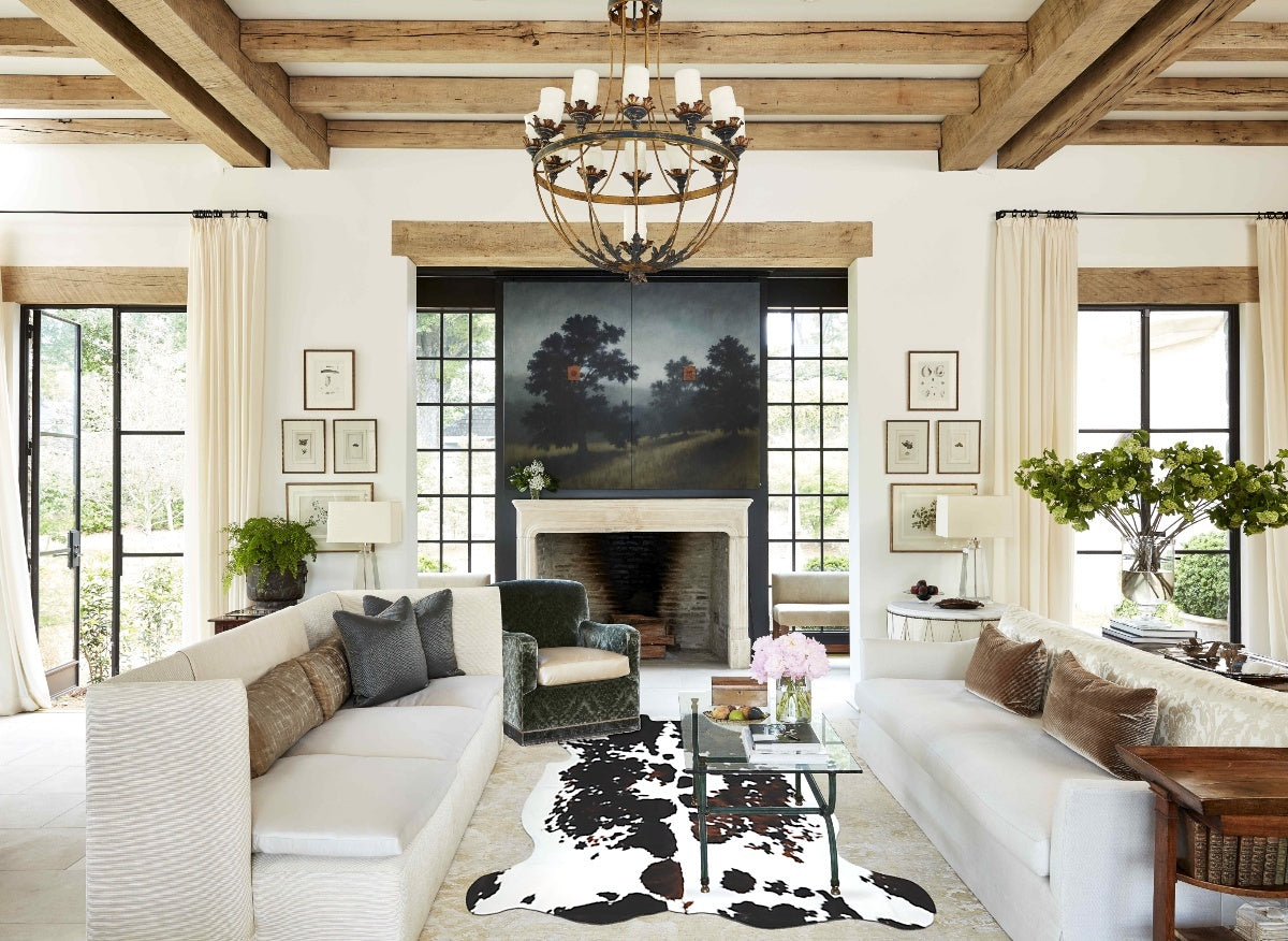 Tricolor X-Large European Cowhide Rug 7'1"H x 6'5"W #A41188 by Hudson Hides