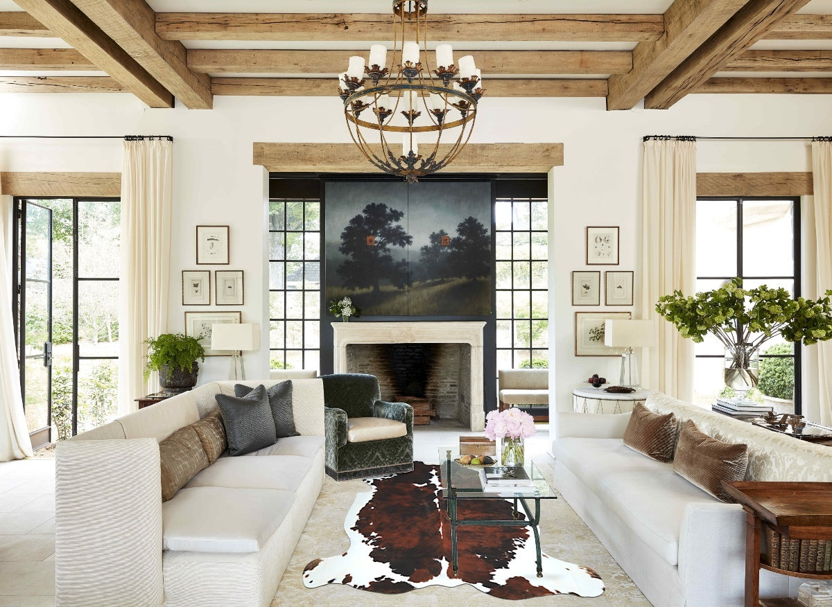 Tricolor X-Large European Cowhide Rug 7'1"H x 6'7"W #A41189 by Hudson Hides