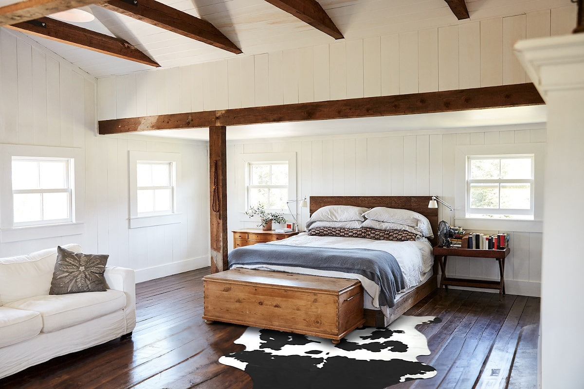 Black and White X-Large Brazilian Cowhide Rug 7'1"H x 6'5"W #A41204 by Hudson Hides