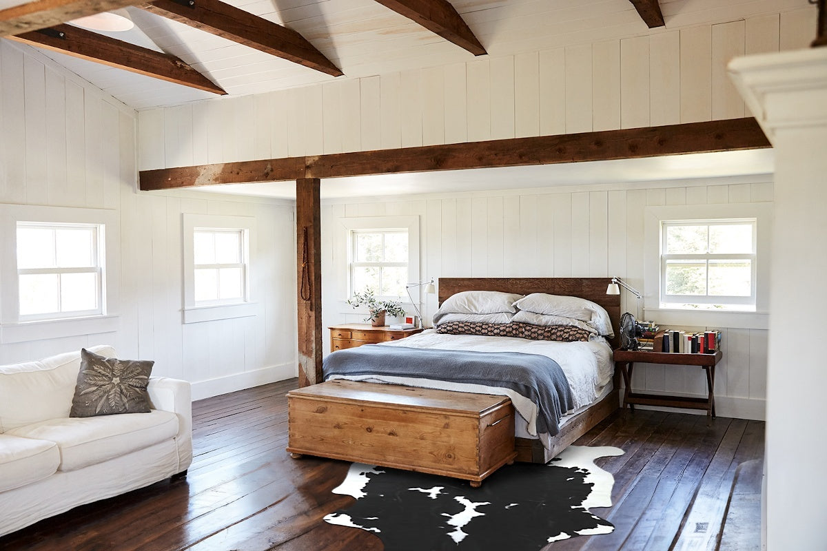 Black and White X-Large Brazilian Cowhide Rug 7'0"H x 6'1"W #A41206 by Hudson Hides