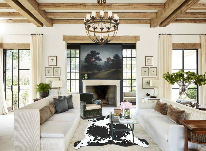 Black and White XX-Large Brazilian Cowhide Rug 7'5"H x 7'1"W #A41207 by Hudson Hides