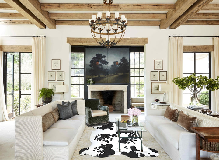 Black and White X-Large Brazilian Cowhide Rug 7'1"H x 6'7"W #A41208 by Hudson Hides