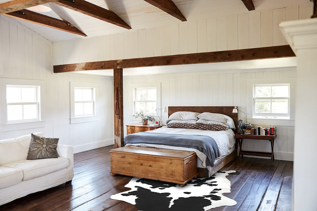 Black and White X-Large Brazilian Cowhide Rug 7'1"H x 6'7"W #A41209 by