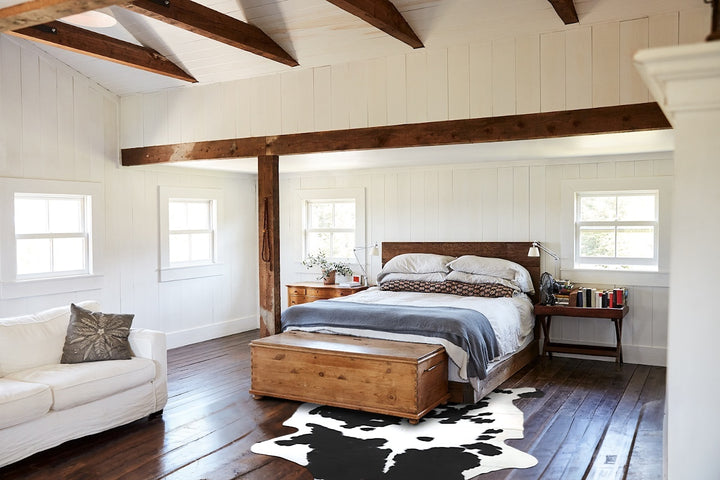 Black and White X-Large Brazilian Cowhide Rug 7'1"H x 6'7"W #A41209 by Hudson Hides