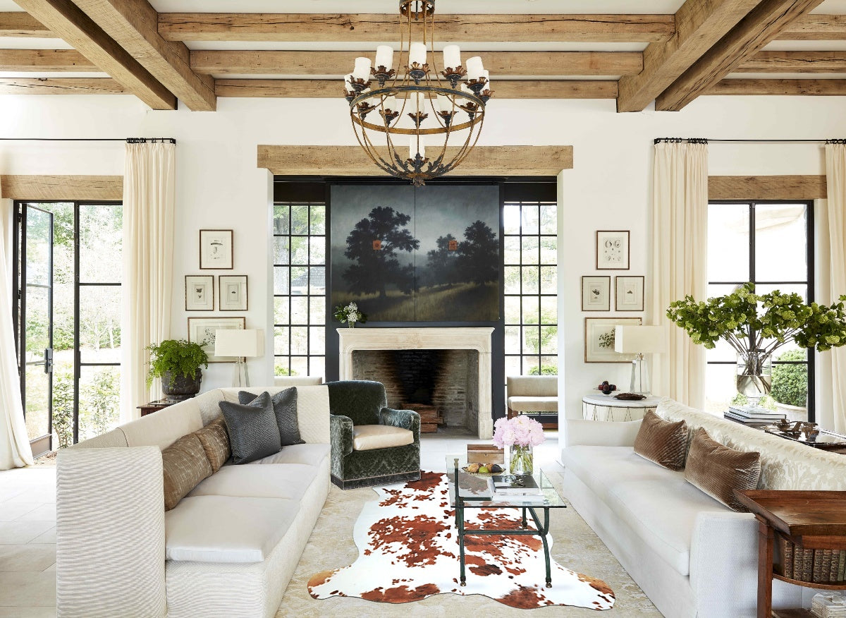 Tricolor X-Large European Cowhide Rug 6'10"H x 6'5"W #A41212 by Hudson Hides