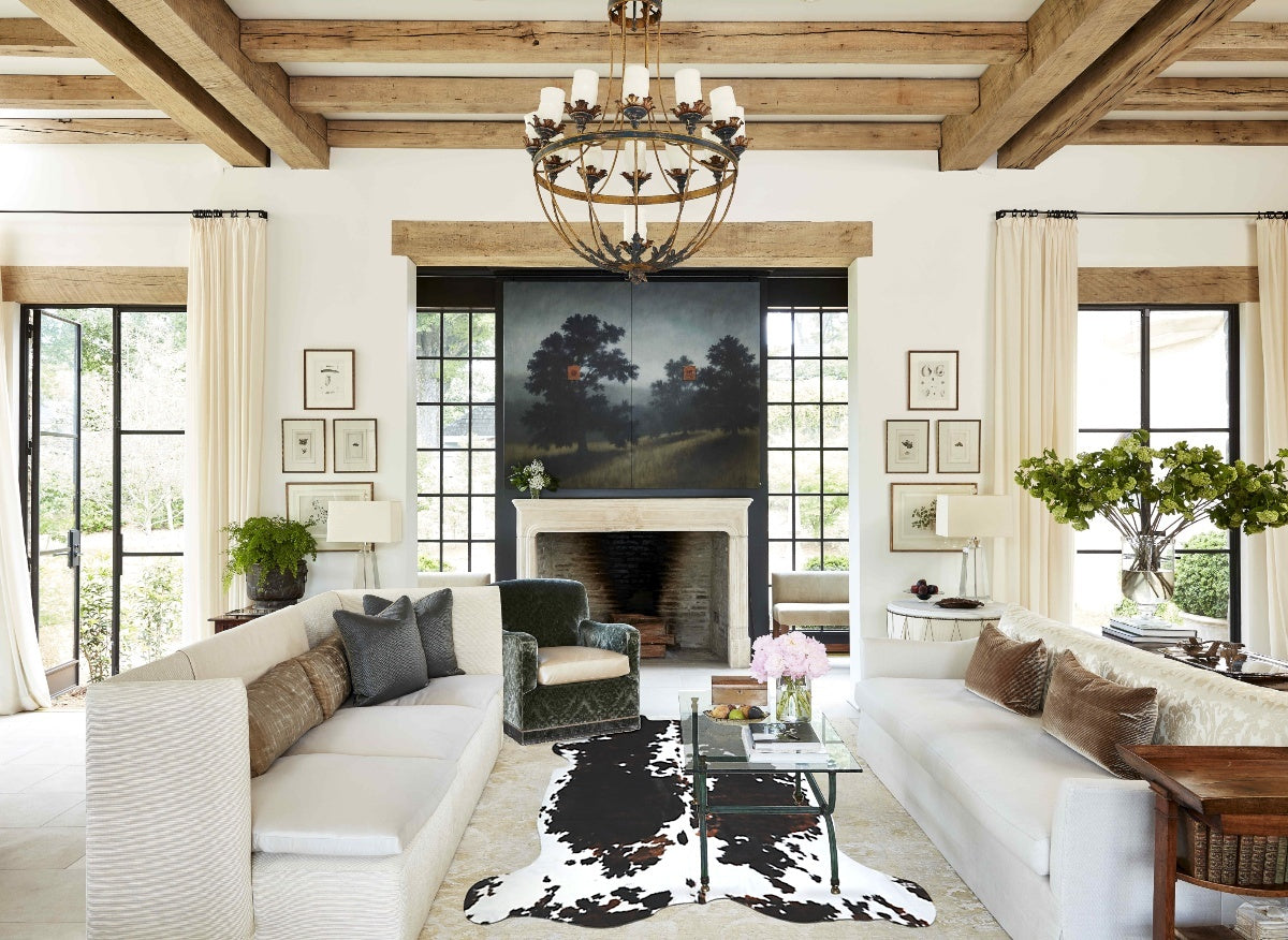 Tricolor X-Large European Cowhide Rug 6'9"H x 6'2"W #A41213 by Hudson Hides