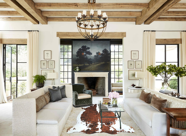 Tricolor X-Large European Cowhide Rug 6'10"H x 6'9"W #A41221 by Hudson Hides