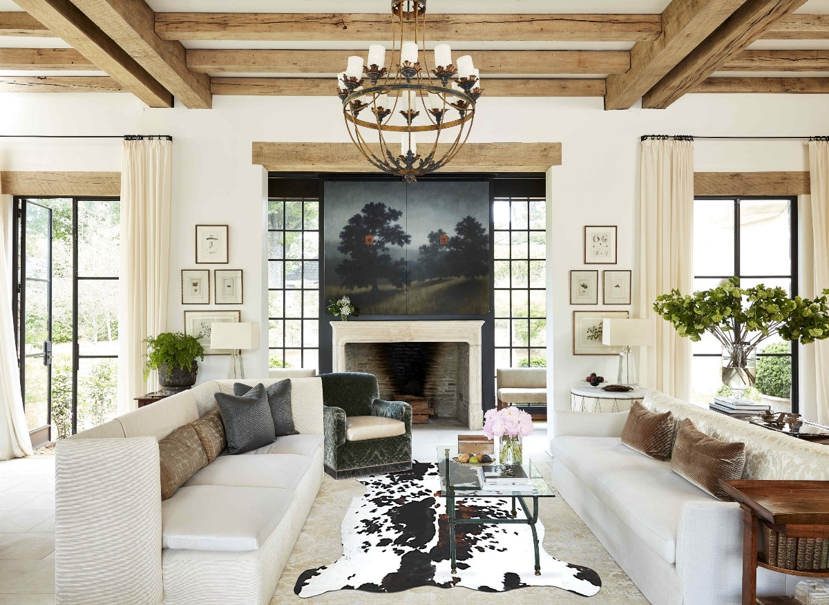 Tricolor X-Large European Cowhide Rug 7'2"H x 6'9"W #A41222 by Hudson Hides