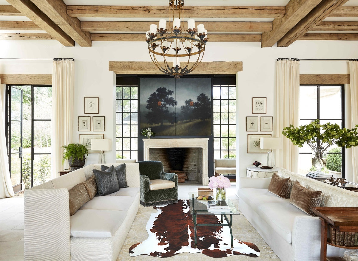 Tricolor X-Large European Cowhide Rug 6'10"H x 6'5"W #A41223 by Hudson Hides