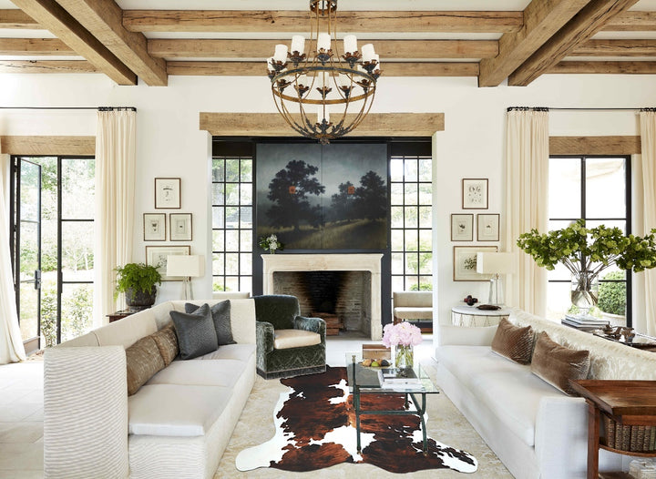Tricolor X-Large European Cowhide Rug 7'2"H x 6'6"W #A41224 by Hudson Hides