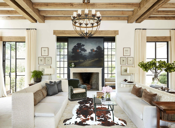 Tricolor X-Large European Cowhide Rug 7'0"H x 6'8"W #A41229 by Hudson Hides