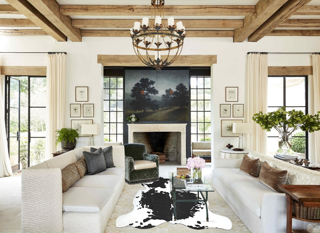 Black and White X-Large Brazilian Cowhide Rug 6'6"H x 6'8"W #A41232 by