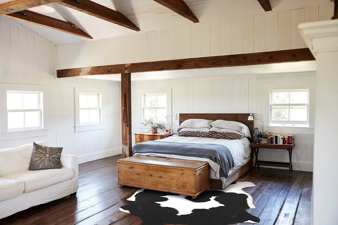 Black and White X-Large Brazilian Cowhide Rug 6'7"H x 6'2"W #A41258 by