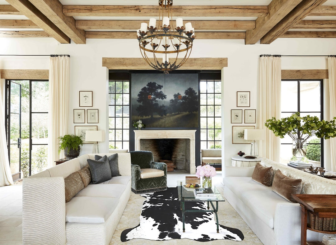 Black and White X-Large Brazilian Cowhide Rug 6'10"H x 6'5"W #A41259 b